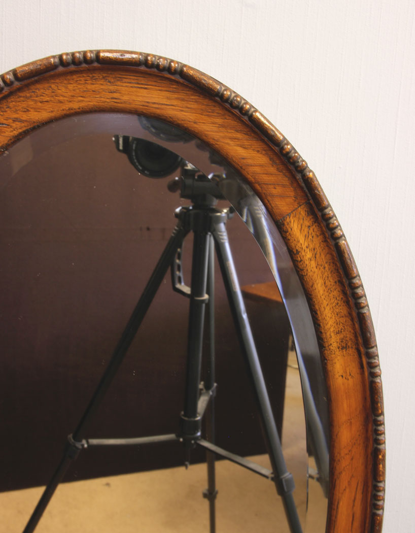 11902r4 Antique Oval Bevelled Edge Oak Framed Mirror,
