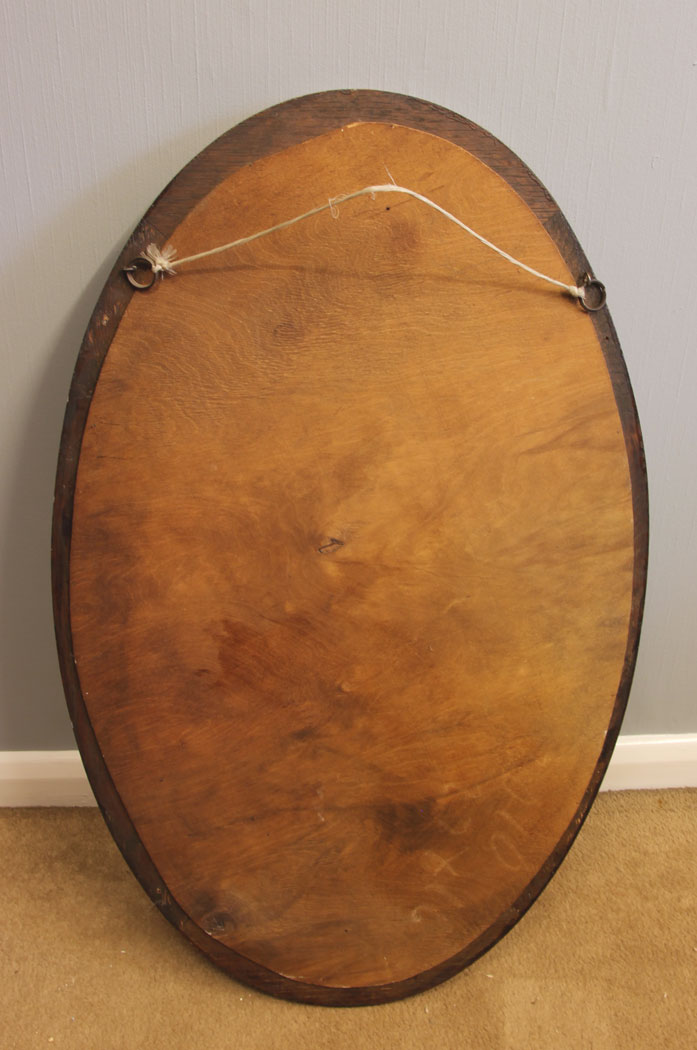11902r6 Antique Oval Bevelled Edge Oak Framed Mirror,