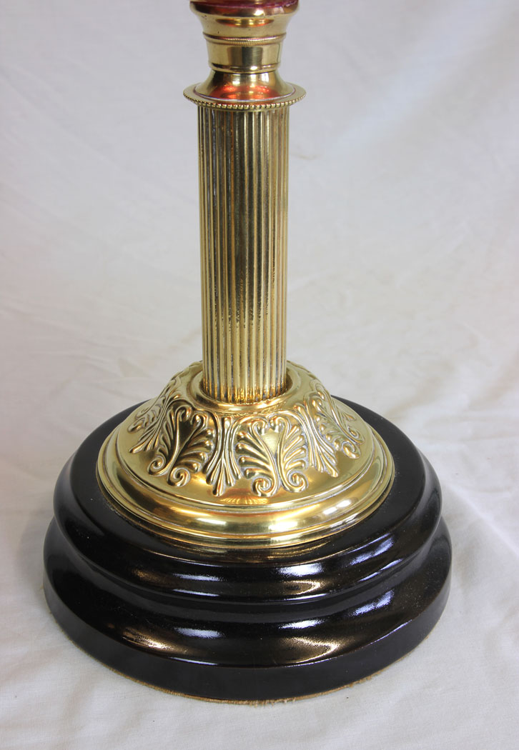 11904r7 Antique Cranberry Glass Oil Lamp with Cranberry Glass Shade,
