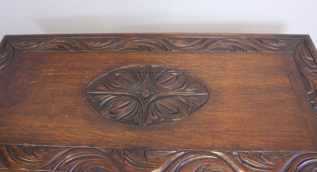 11912r15 Antique Oak Monks Bench Settle,