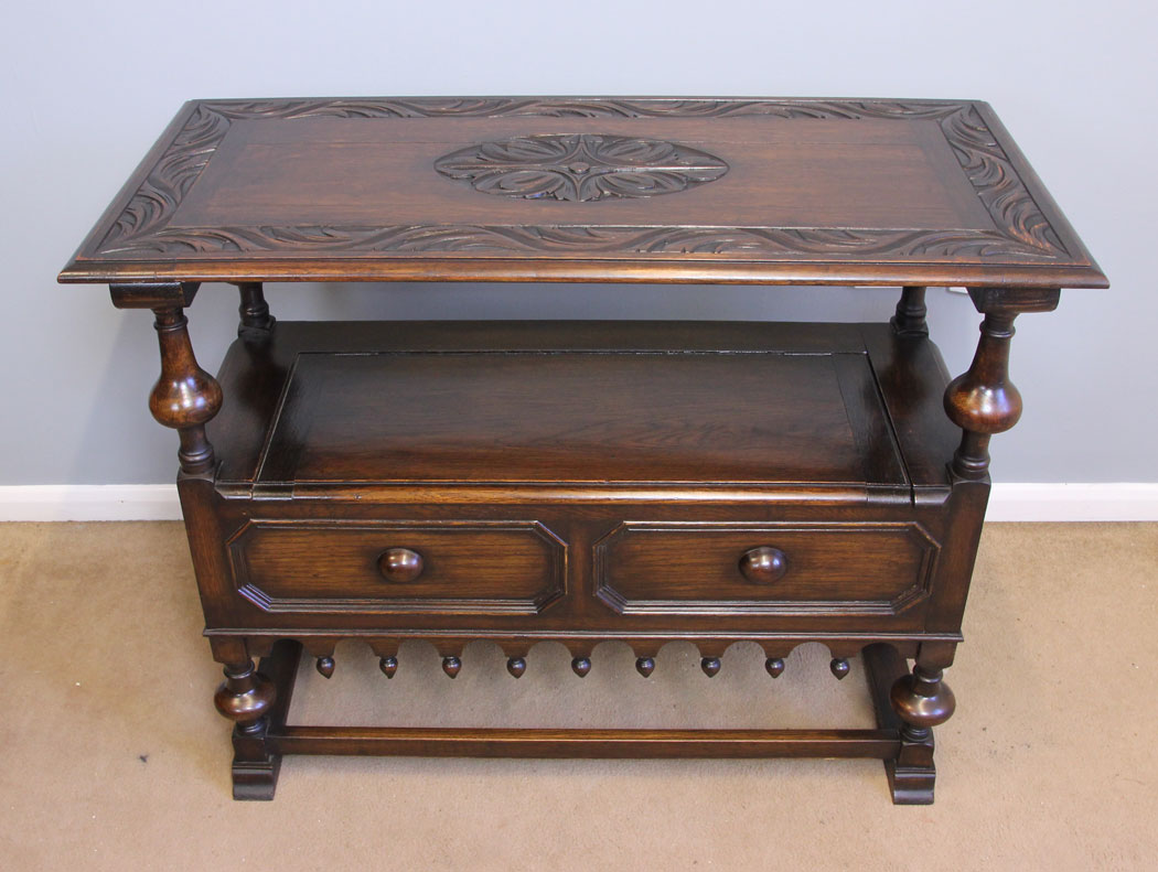 11912r2 Antique Oak Monks Bench Settle,