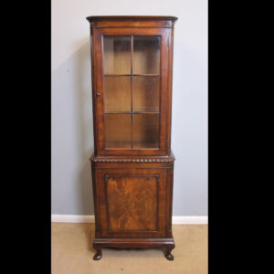 Slim Figured Walnut Display Cabinet.
