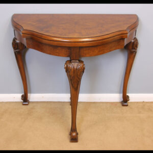Antique Burr Walnut Card Games Table Side Table.