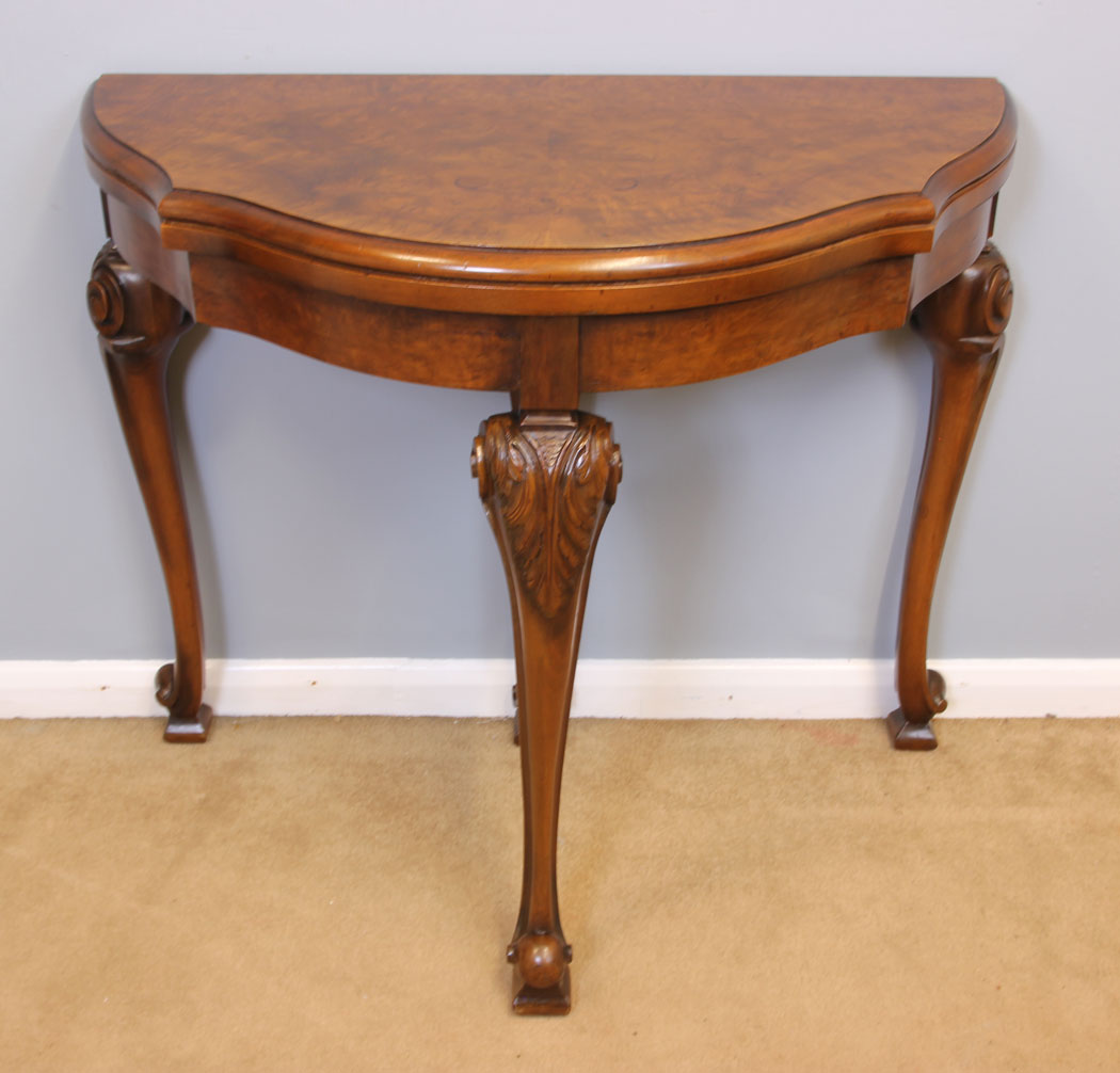 11939r1 Antique Burr Walnut Card Games Table,