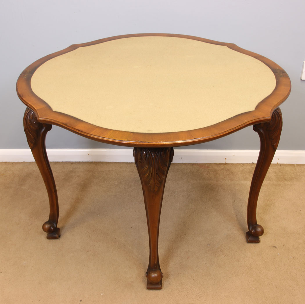 11939r13 Antique Burr Walnut Card Games Table,