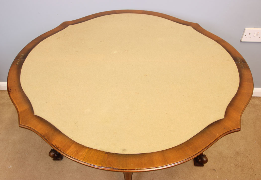 11939r14 Antique Burr Walnut Card Games Table,
