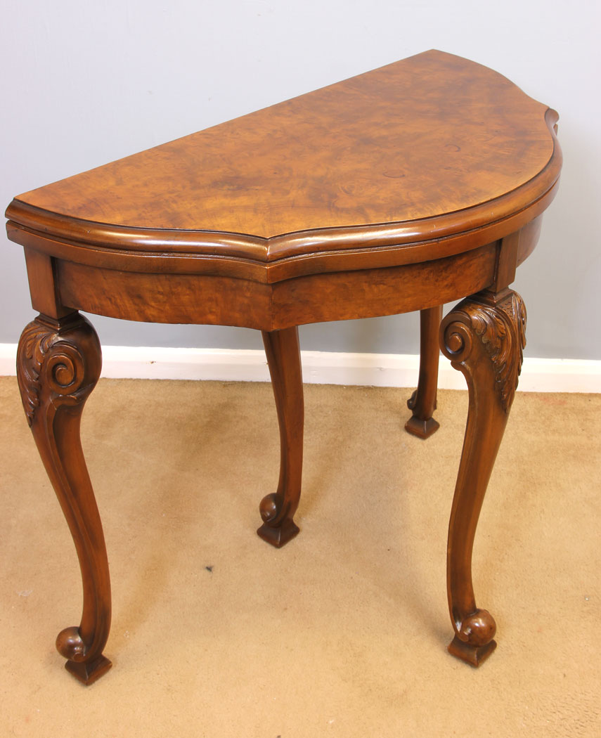 11939r4 Antique Burr Walnut Card Games Table,