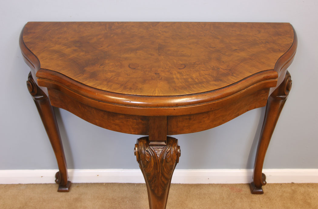 11939r5 Antique Burr Walnut Card Games Table,
