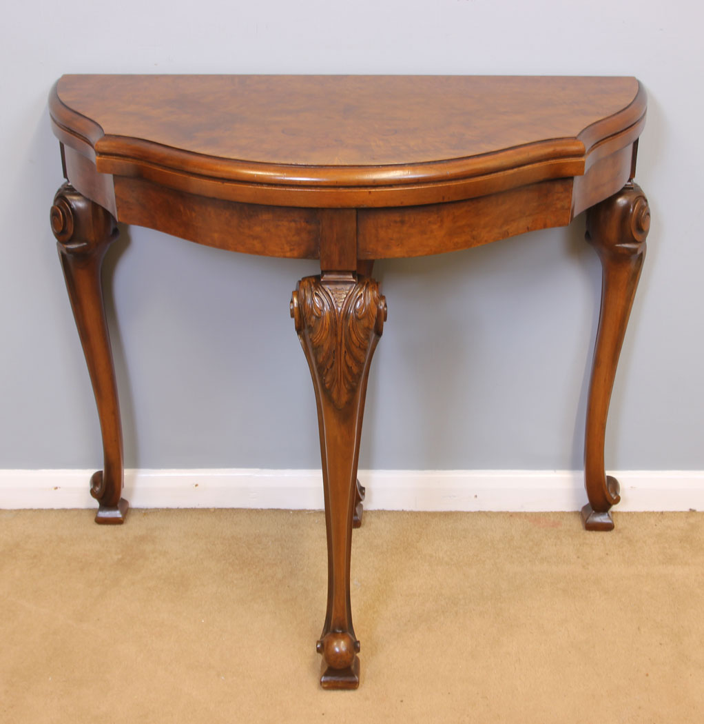 11939r6 Antique Burr Walnut Card Games Table,