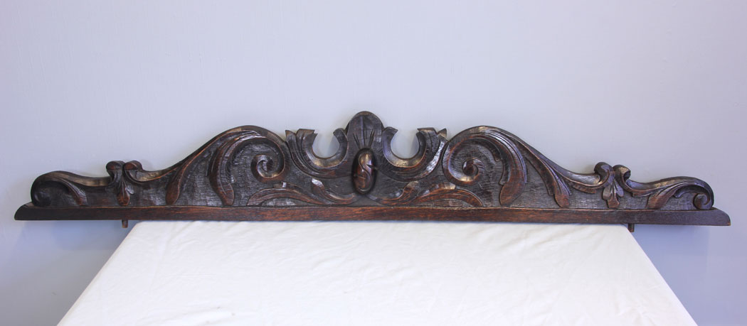 11940r1 Antique Late Victorian Carved Oak Pediment,