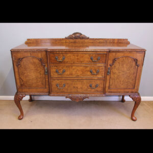 Quality Queen Anne Style Burr Walnut Sideboard Server