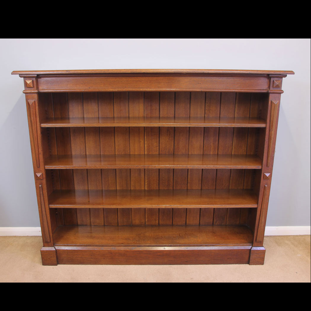 11944r01-Antique-Oak-Open-Bookcase-Shelves,- Antique Oak Open Bookcase