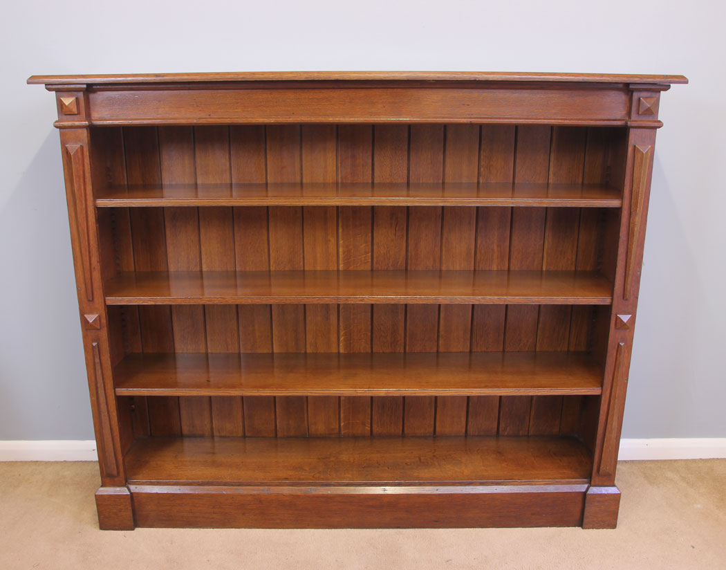11944r1 Antique Oak Open Bookcase Shelves,