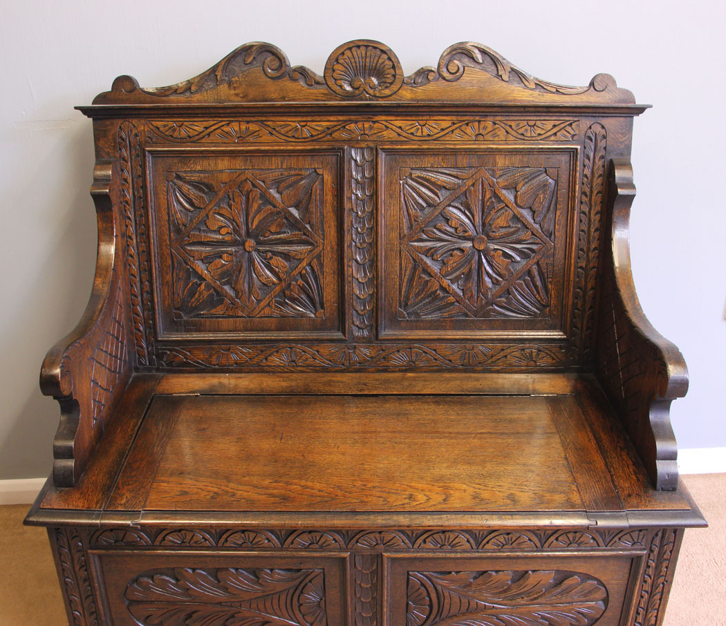 11948r15 Antique Oak Settle,