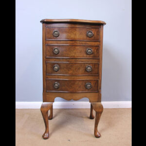 Small Burr Walnut Serpentine Shaped Chest of Drawers