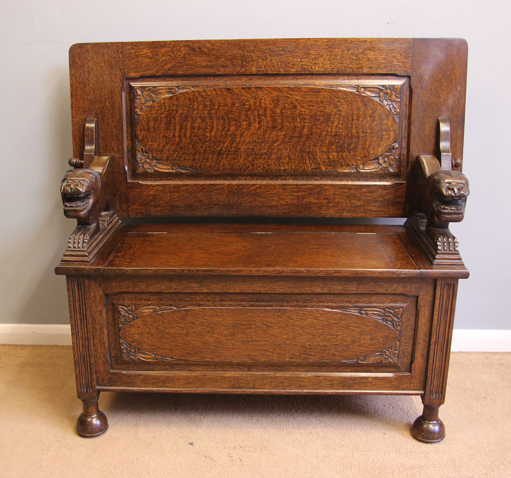 11951r1 Antique Oak Monks Bench,