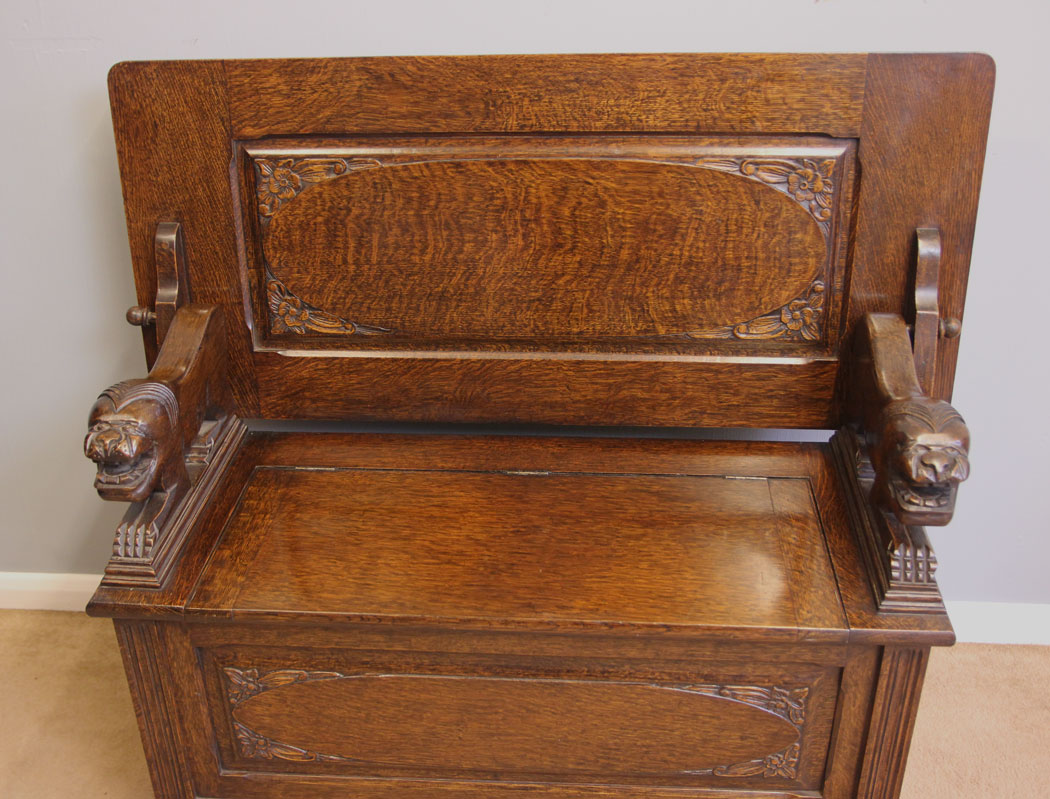 11951r11 Antique Oak Monks Bench,