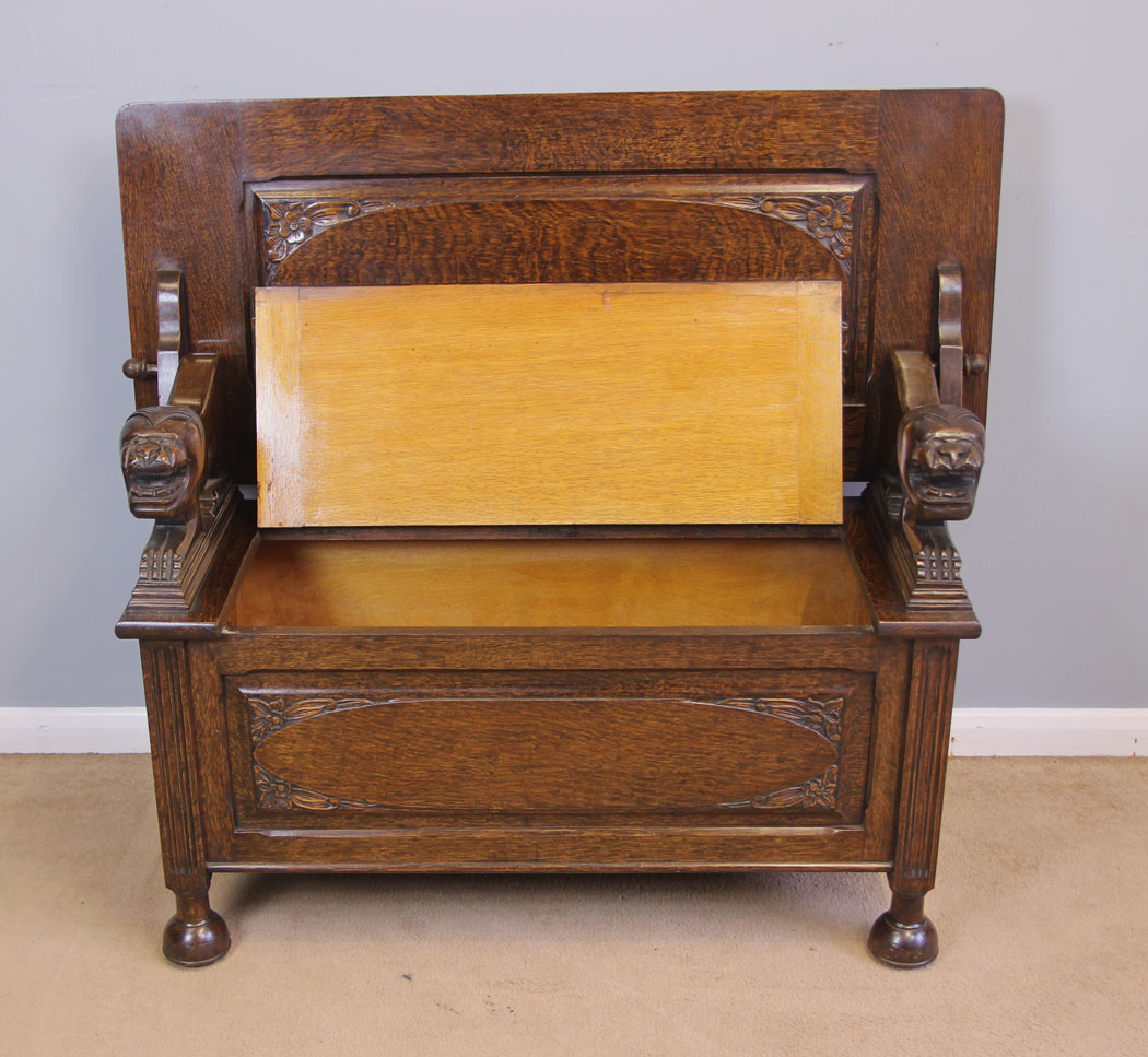 11951r14 Antique Oak Monks Bench,