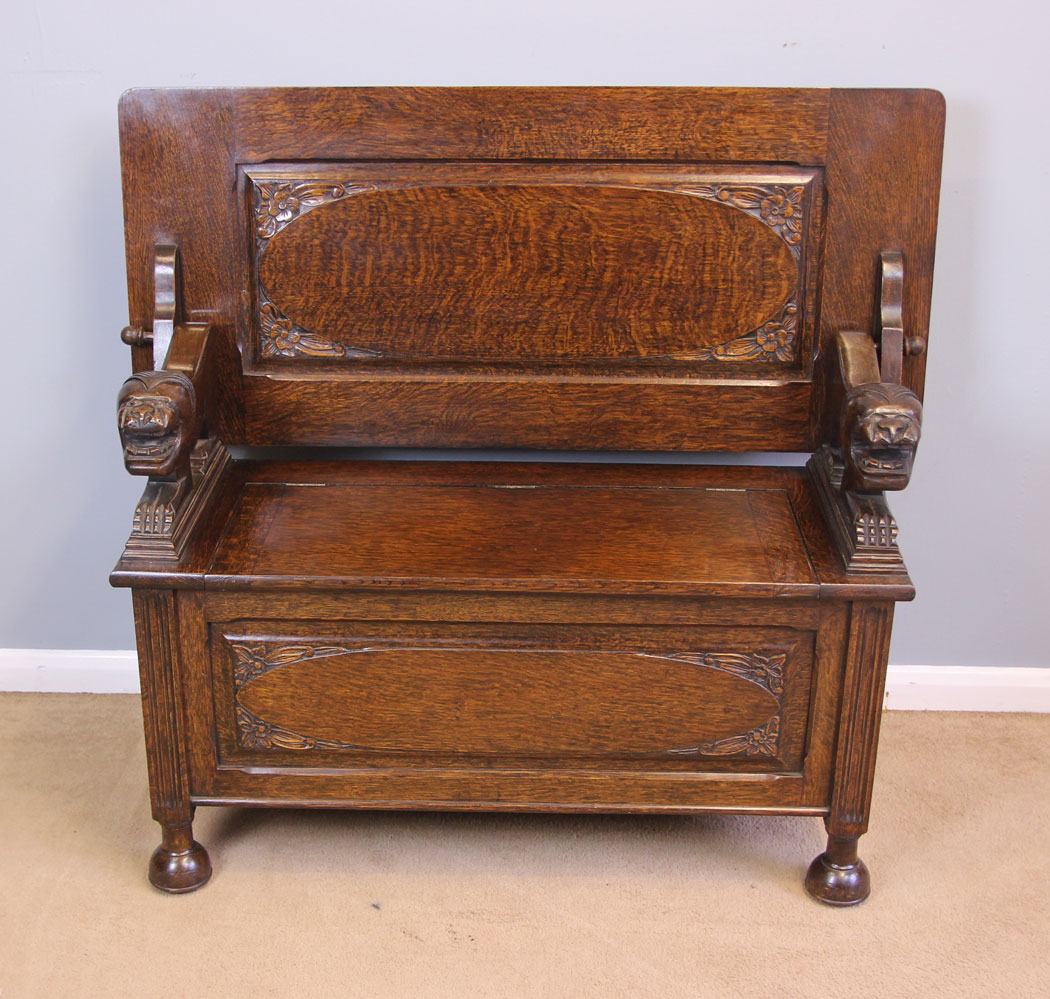 11951r16 Antique Oak Monks Bench,