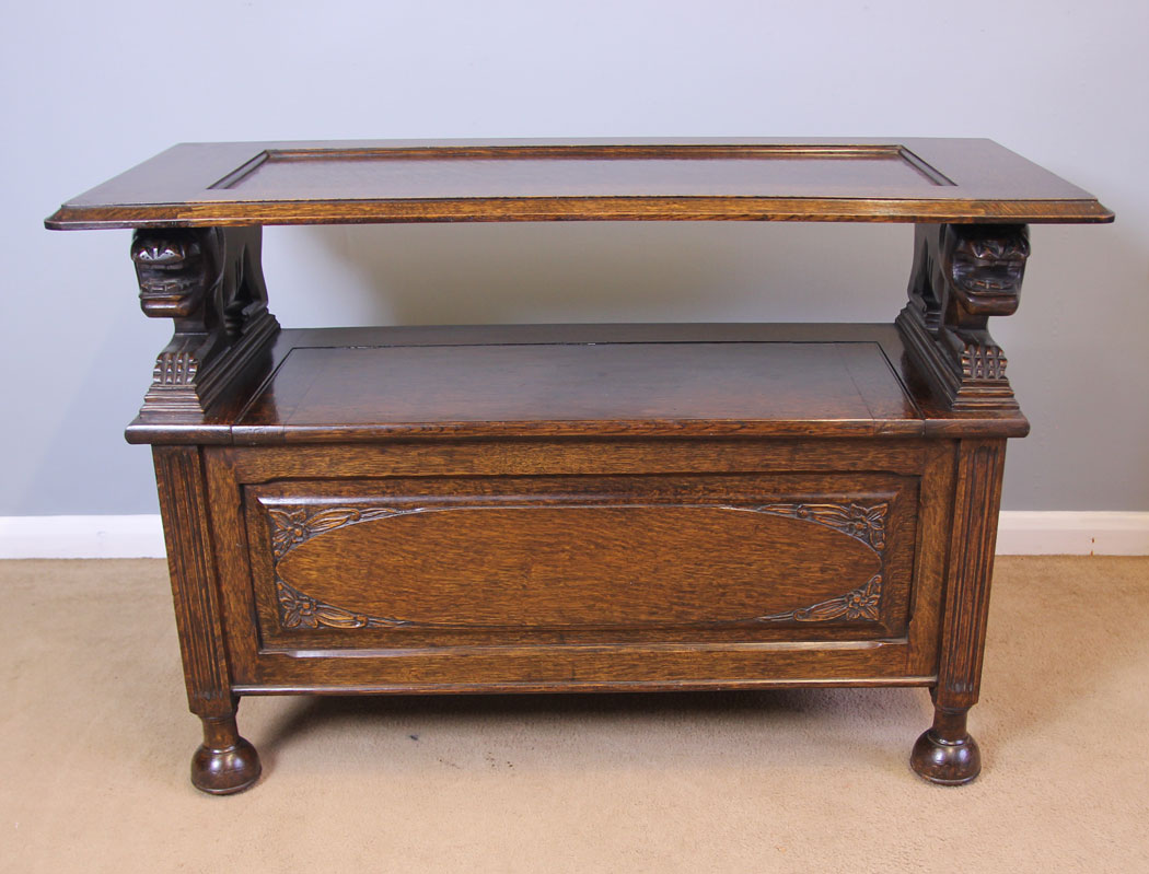 11951r2 Antique Oak Monks Bench,