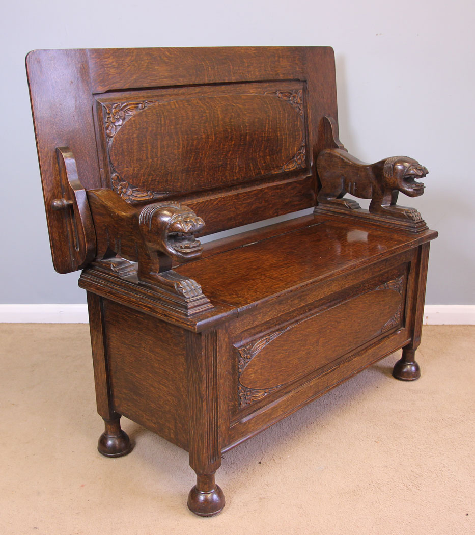 11951r3 Antique Oak Monks Bench,