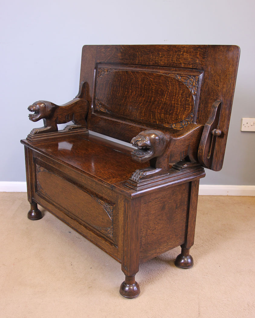 11951r4 Antique Oak Monks Bench,