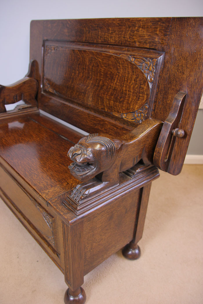 11951r7 Antique Oak Monks Bench,