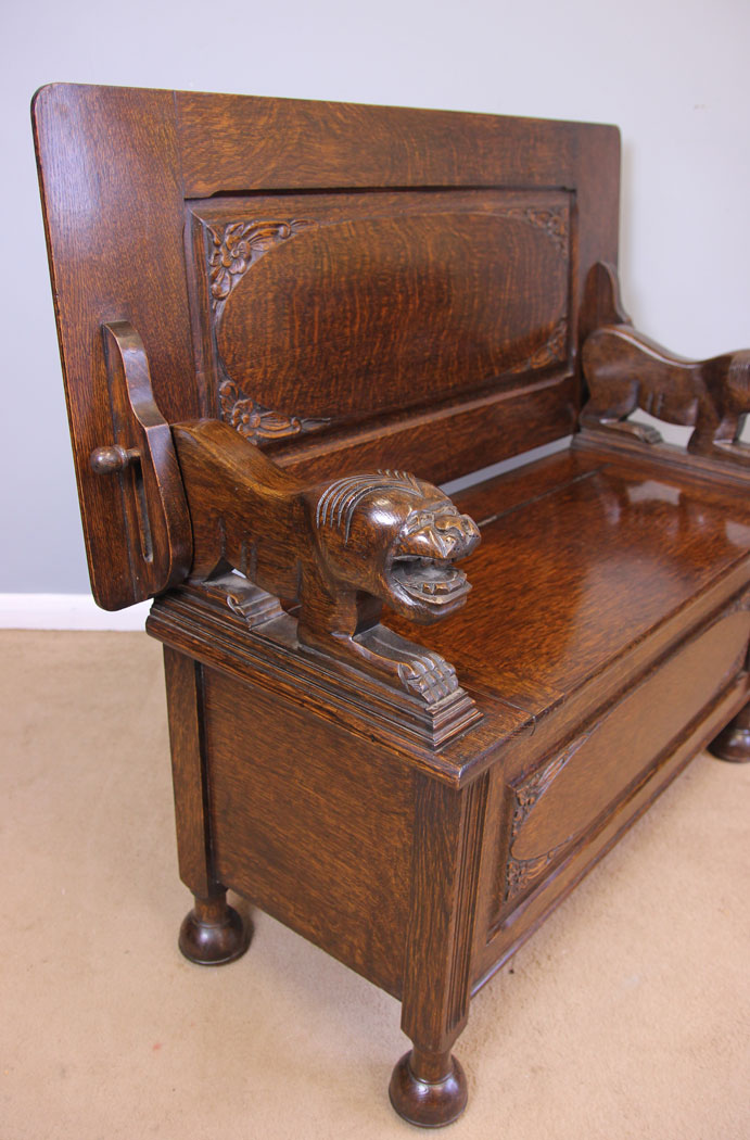 11951r8 Antique Oak Monks Bench,