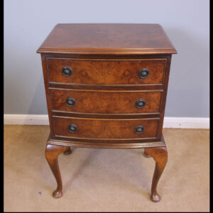 Burr Walnut Small Chest Drawers, Bedside Cabinet
