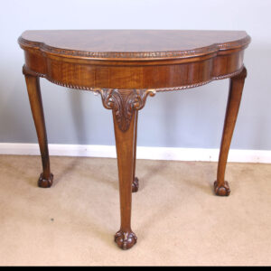 Antique Burr Walnut Card Games Side Table.