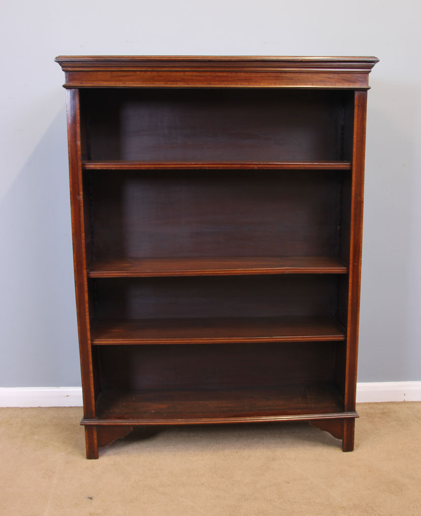 11959r1 Antique Inlaid Mahogany Open Bookcase,