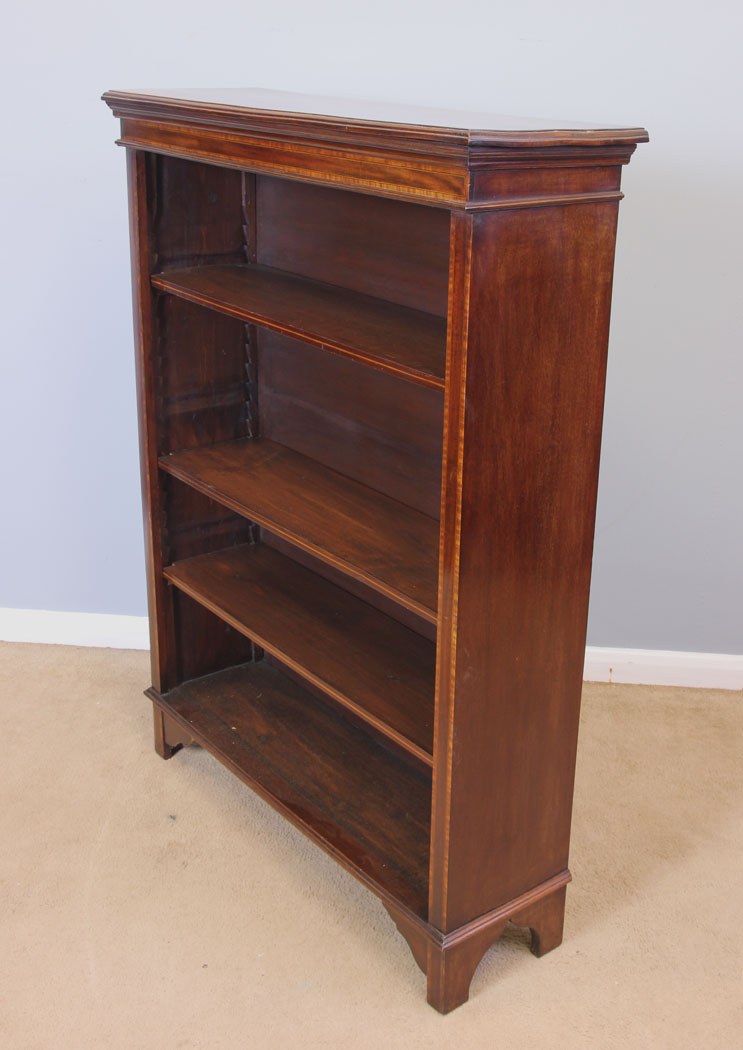 11959r2 Antique Inlaid Mahogany Open Bookcase,
