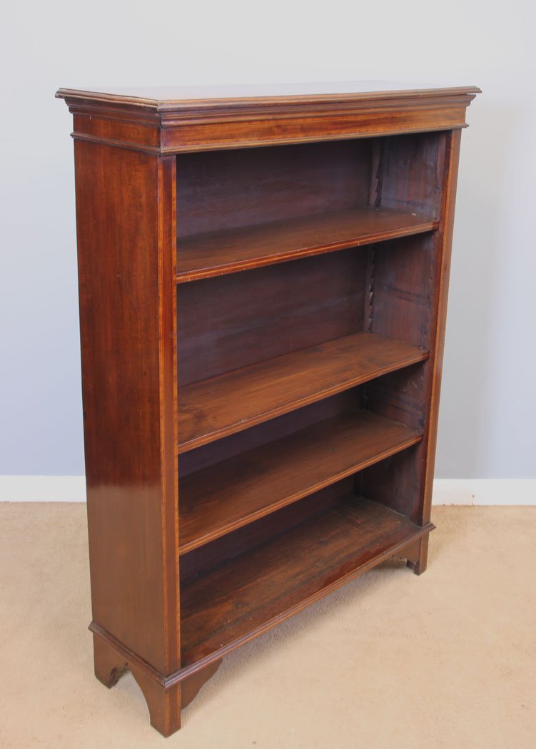11959r3 Antique Inlaid Mahogany Open Bookcase,