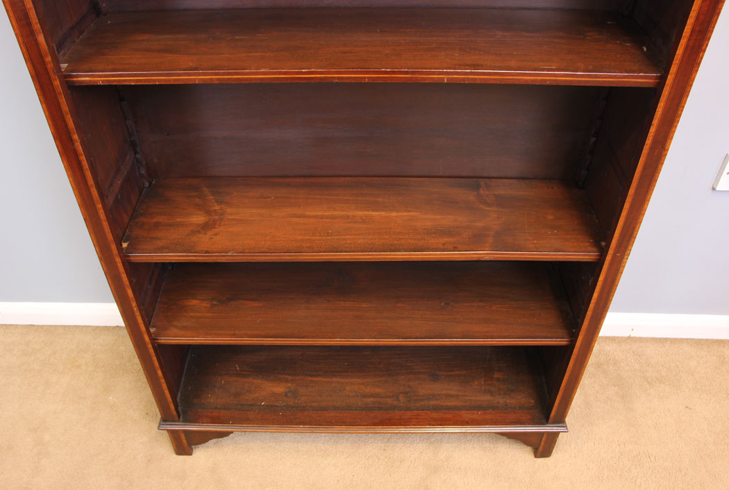 11959r8 Antique Inlaid Mahogany Open Bookcase,