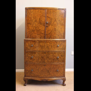 Antique Burr Walnut Bow Front Tallboy.