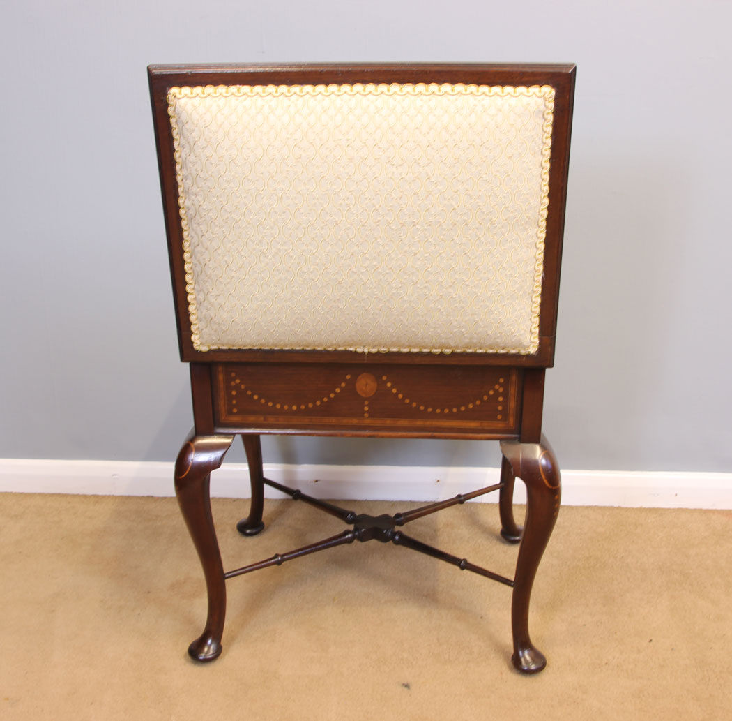 11968r11 Antique Edwardian Inlaid Mahogany Piano Dressing Table Stool,