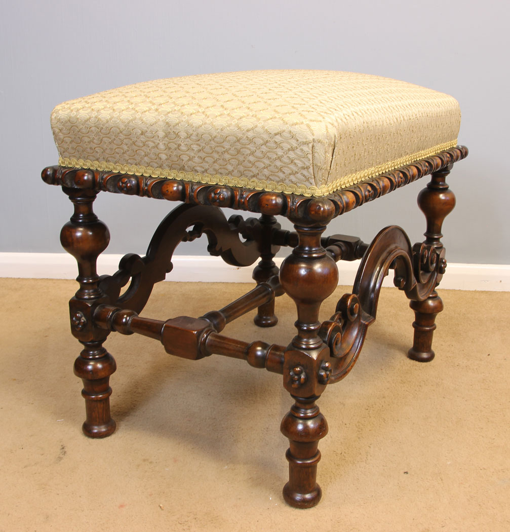 11969r2 Antique 19th Century Walnut Stool,