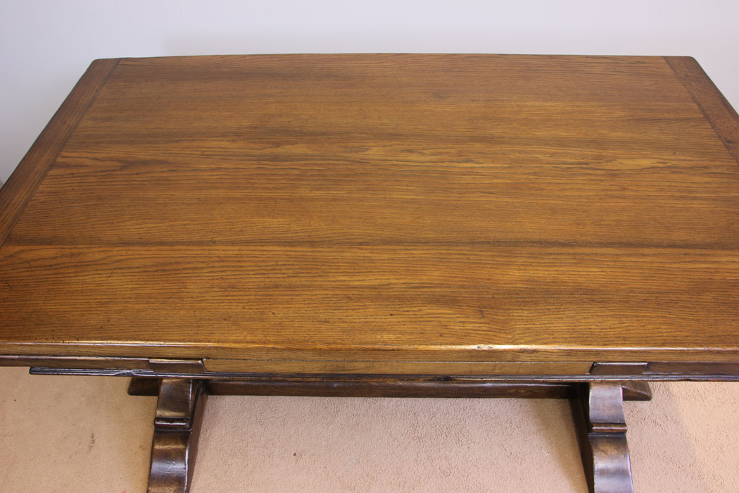 11973r13 Antique Oak Drawleaf Farmhouse Extending Refectory Dining Table,