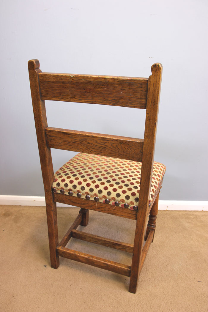 11979r10 Set Six Antique Oak Country Dining Chairs,