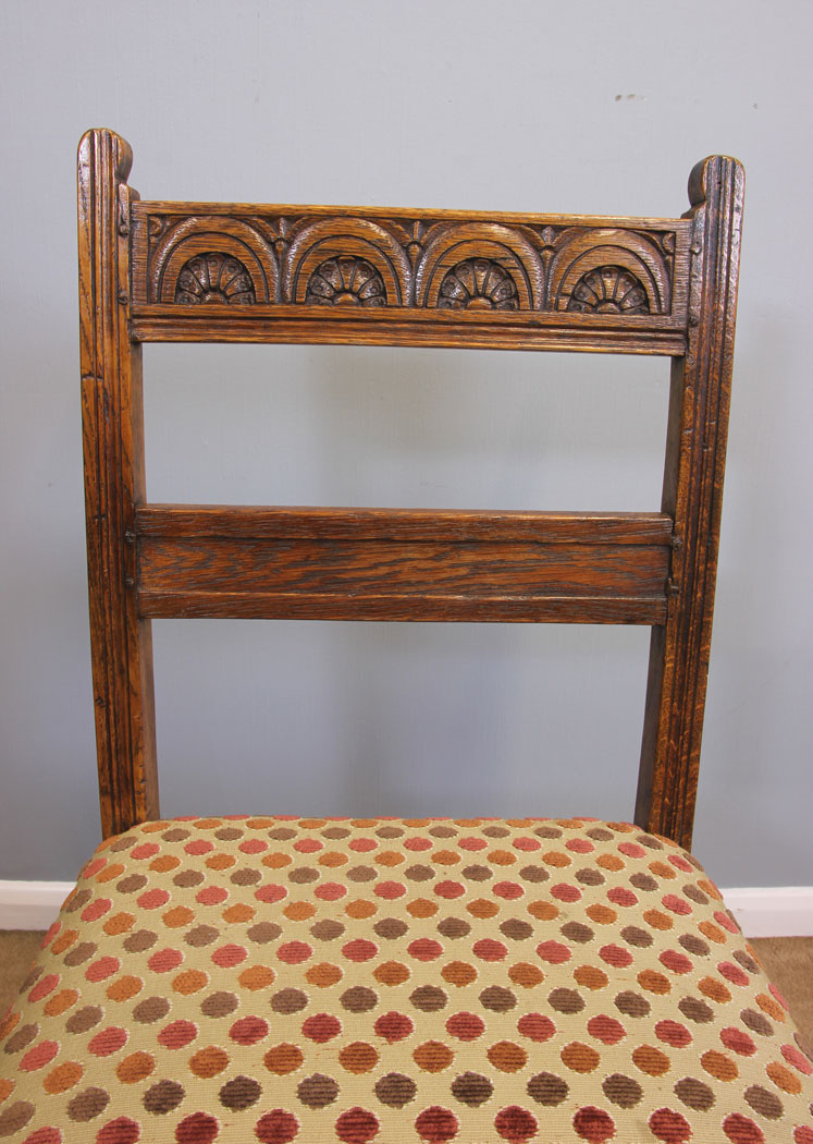 11979r5 Set Six Antique Oak Country Dining Chairs,