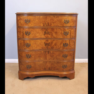 Antique Burr Walnut Serpentine Chest of Drawers
