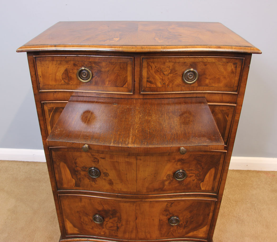 11986r14 Small Antique Yew Wood Chest of Drawers,