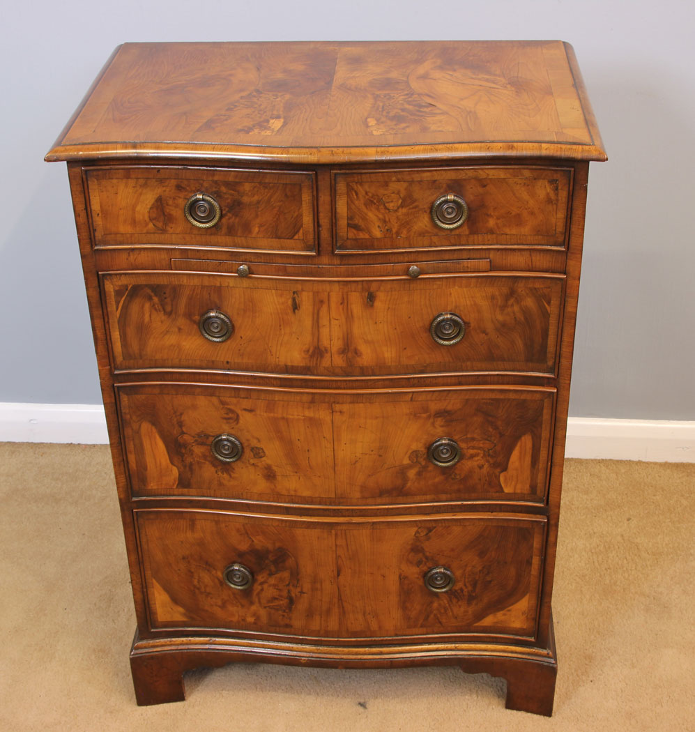 11986r2 Small Antique Yew Wood Chest of Drawers,