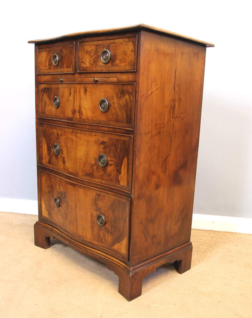 11986r5 Small Antique Yew Wood Chest of Drawers,