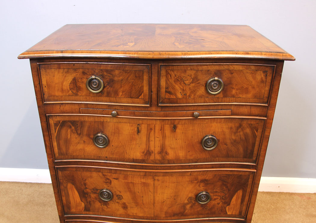 11986r8 Small Antique Yew Wood Chest of Drawers,