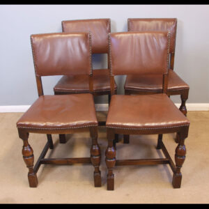 Set Four Antique Oak Dining Chairs
