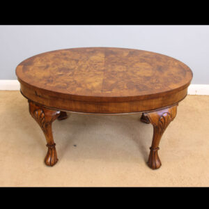 Burr Walnut Oval Top Coffee Table.