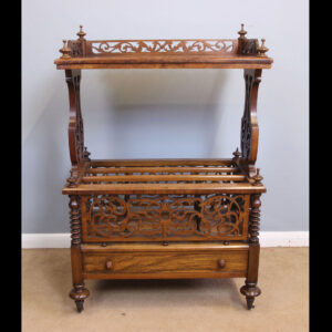 Antique Victorian Burr Walnut Canterbury.