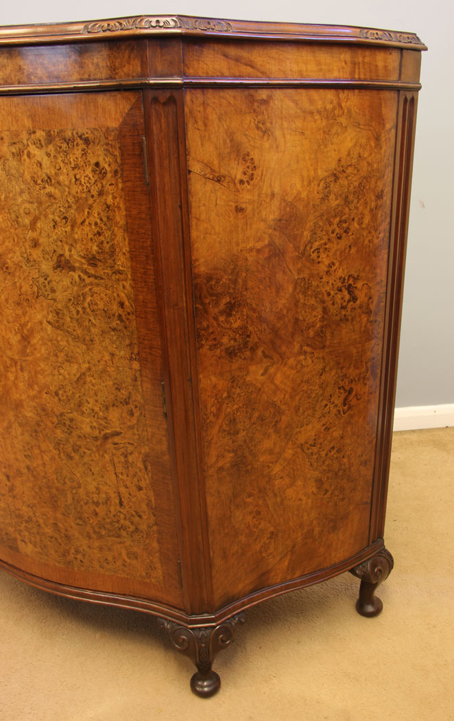 11998r11 Antique Burr Walnut Serpentine Side Cabinet ,