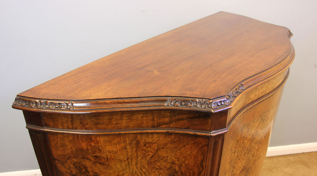 11998r3 Antique Burr Walnut Serpentine Side Cabinet ,